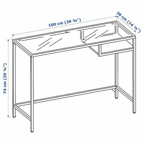 【あす楽】IKEA イケア ラップトップテーブル ガラス ブラックブラウン 黒 茶 100x36cm a60221353 VITTSJO ヴィットショー パソコンデスク おしゃれ シンプル 北欧 かわいい 家具