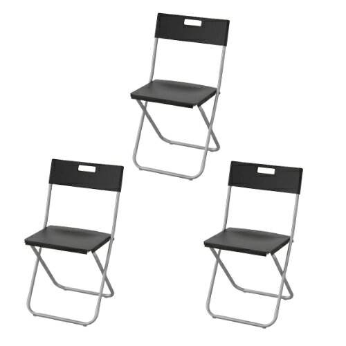 IKEA (イケア)の【あす楽】【セット商品】IKEA イケア 折りたたみチェア ブラック 黒 3脚セット c80217798x3 GUNDE グンデ イス ダイニングチェア おしゃれ シンプル 北欧 かわいい 家具(チェア・椅子)