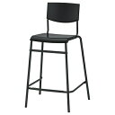IKEA イケア バースツール 背もたれ付き ブラック 63cm m10498419 STIG スティグ イス チェア カウンターチェア おしゃれ シンプル 北...