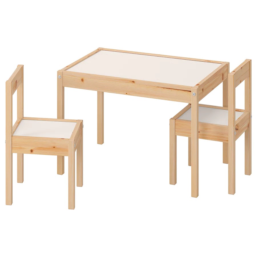 IKEA イケア 子供用テーブル チェア2脚付 ホワイト 白 パイン材 10178413 LATT レット おしゃれ シンプル 北欧 かわいい キッズテーブルの写真