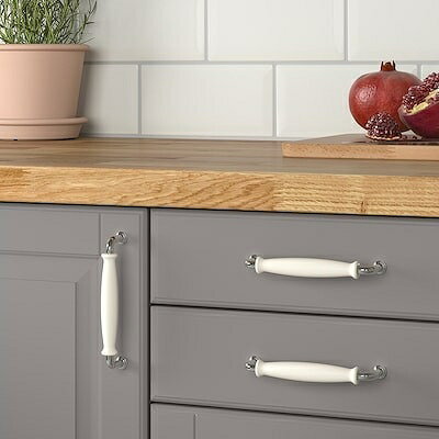 IKEA イケア 取っ手 オフホワイト クロムメッキ 141mm m70553686 KLINGSTORP クリングストルプ インテリア 寝具 収納 収納家具 収納家具用部品 おしゃれ シンプル 北欧 かわいい