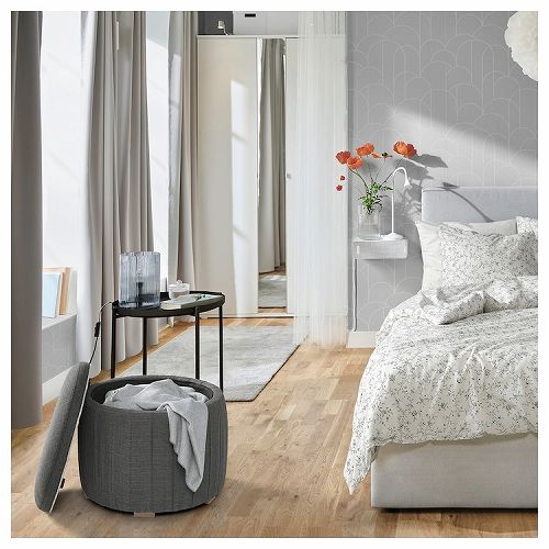 IKEA イケア プーフ 収納付き キランダ ダークグレー m00572787 ATERLOGA オーテルローガ インテリア 寝具 収納 ソファ ソファベッド オットマン おしゃれ シンプル 北欧 かわいい