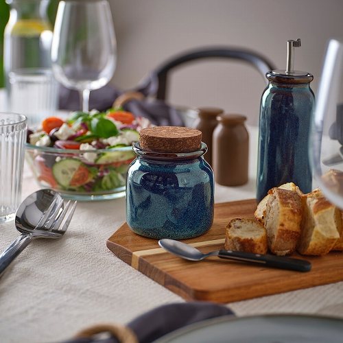 IKEA イケア ふた付き容器 ブルー 0.3L m10596231 BRUGDHAJ ブルグドハイ キッチン用品 食器 調理器具 保存容器 調味料入れ キャニスター おしゃれ シンプル 北欧 かわいい