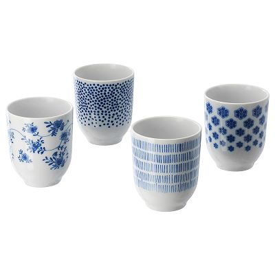 IKEA (イケア)の【あす楽】IKEA イケア カップ 模様入り ブルー 青 220ml 4ピース 湯呑 n80417245 ENTUSIASM アントゥシアスム キッチン用品 食器 お茶用品 茶道具 湯呑 湯呑み おしゃれ シンプル 北欧 かわいい(キッチン)