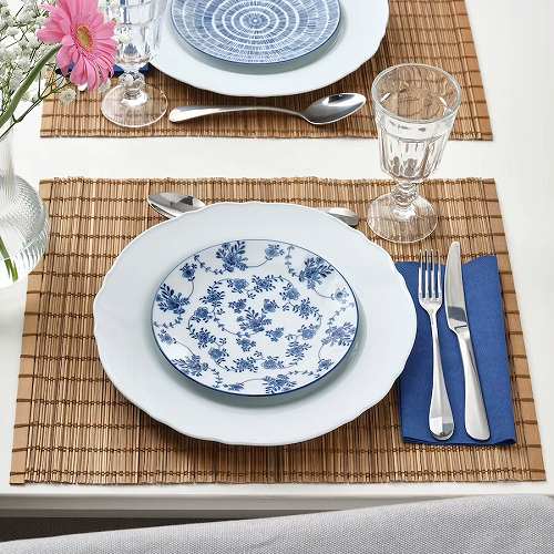 【あす楽】IKEA イケア サイドプレート 模様入り ブルー 18cm 4ピース m00505359 ENTUSIASM アントゥシアスム キッチン用品 食器 皿 プレート おしゃれ シンプル 北欧 かわいい
