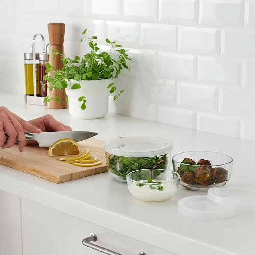 IKEA イケア 保存容器 ふた付き 3個セット ガラス m90495761 BESTAMMA ベシェーマ キッチン用品 調理器具 調味料入れ 食品保存容器 キャニスター おしゃれ シンプル 北欧 かわいい