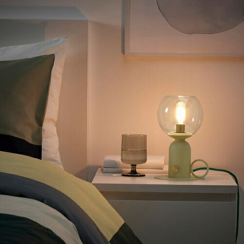 IKEA イケア テーブルランプ 調光可能 ライトイエロー グリーン 24cm m90578271 ASKMULLER オスクミュラー インテリア ライト 照明器具 デスクライト テーブルランプ おしゃれ シンプル 北欧 かわいい