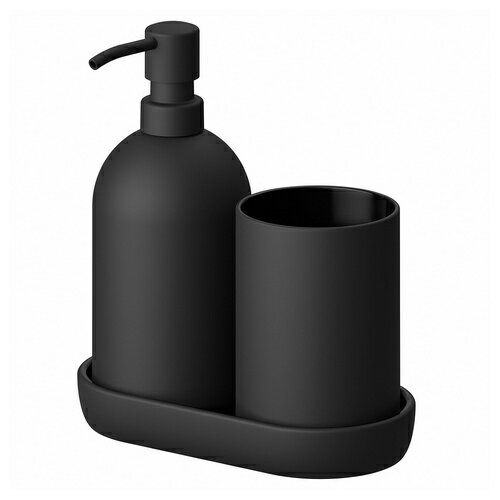 IKEA イケア バスルームセット 3点 ブラック m70587040 GANSJON ガンショーン 日用品雑貨 文房具 手芸 バス用品 石けんケース 石けん台...