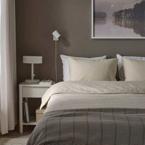 IKEA イケア 掛け布団カバー＆枕カバー2枚 ベージュ ダブル 200x200cm 50x60cm m60611385 RUNDHAGTORN ルンドハーグトルン インテリア 寝具カバー シーツ 掛け布団カバー おしゃれ シンプル 北欧 かわいい