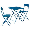 IKEA イケア テーブル&折りたたみチェア2脚 屋外用 ダークブルー/ダークブルー 65×65cm big29573036 SUNDSO スンドソー スポーツ...