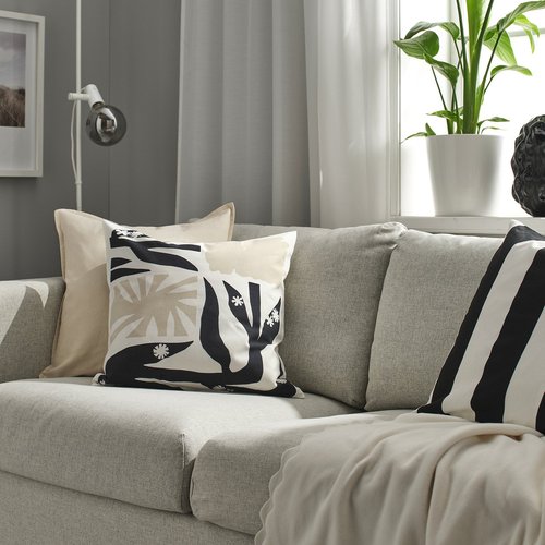 【カバーのみ】IKEA イケア クッションカバー ブラック ライトベージュ 50×50cm m80604628 DRABOR ドラボル インテリア 寝具 収納 座布団 クッションカバー おしゃれ シンプル 北欧 かわいい