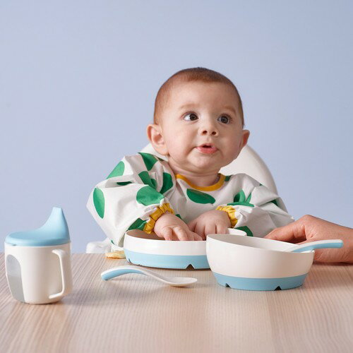 IKEA イケア プレート/ボウル ホワイト/ブルー m30596819 BORJA ボリヤ キッチン用品 食器 調理器具 食器 カトラリー グラス キッズ用食器 その他 おしゃれ シンプル 北欧 かわいい