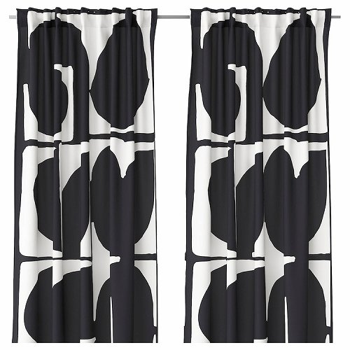 【あす楽】IKEA イケア カーテン1組 ブラック ホワイト 145x250cm m50566562 SKARMTRY シェールムトリ インテリア 寝具 収納 カーテン ブラインド ドレープカーテン おしゃれ シンプル 北欧 かわいい