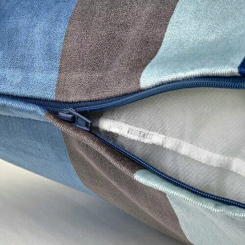 【セット商品】IKEA イケア クッションカバー＋フェザー綿クッション 2点セット ブルー ストライプ 50x50cm m80543296fp VATTENVAN ヴァッテンヴェン インナークッション付き おしゃれ シンプル 北欧 かわいい