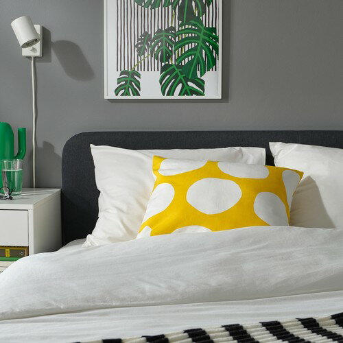 【カバーのみ】IKEA イケア クッションカバー イエロー ホワイト 水玉模様 50x50cm m60603998 BLAMUNKAR ブロームンカル インテリア 寝具 収納 座布団 クッションカバー おしゃれ シンプル 北欧 かわいい