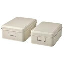 IKEA イケア 収納ボックス ふた付き 2点セット ライトベージュ m80543215 PLOGFARA プローグフォーラ 日用品雑貨 生活雑貨 収納用品 蓋付き おしゃれ シンプル 北欧 かわいい