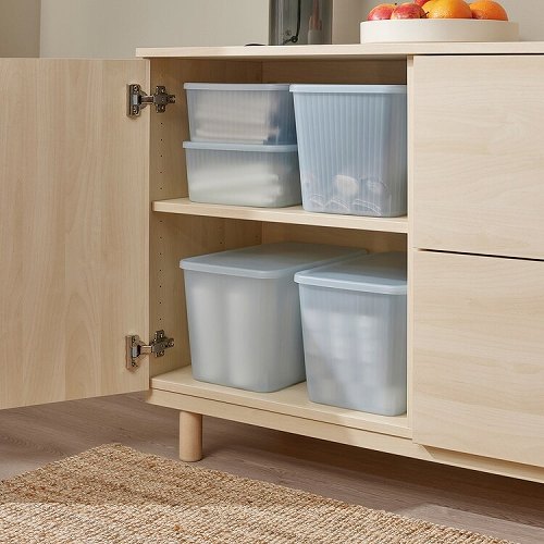 IKEA イケア 収納ボックス ふた付き 透明 グレーブルー 24x36x23cm 14 . 5L fp80533202 RYKTA リークタ インテリア 収納家具 押入れ収納 収納ケース ボックス おしゃれ シンプル 北欧 かわいい