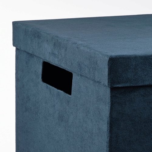 【あす楽】IKEA イケア 収納ボックス ふた付き ベルベット ダークブルー 25x35x20cm m10570448 GJATTA イェッタ インテリア 寝具 収納 収納家具 押入れ収納 収納ケース ボックス おしゃれ シンプル 北欧 かわいい