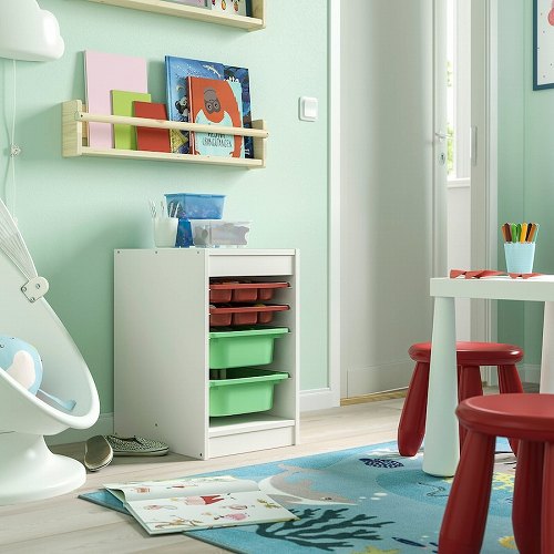 【セット商品】IKEA イケア 収納コンビネーション ホワイトトレイx2個 ボックスSサイズx2個 34x44x56cm v0066 TROFAST トロファスト インテリア 寝具 収納 子供部屋用 おもちゃ箱 おしゃれ シンプル 北欧 かわいい