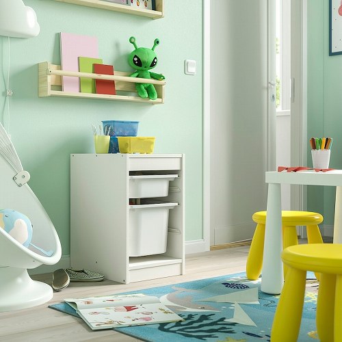 【セット商品】IKEA イケア 収納コンビネーション ホワイトボックスSサイズx1個 ボックスMサイズx1個 34x44x56cm v0067 TROFAST トロファスト インテリア 寝具 収納 子供部屋用 おもちゃ箱 おしゃれ シンプル 北欧 かわいい