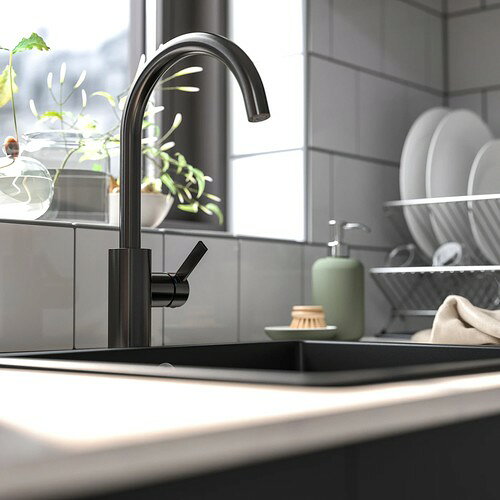 IKEA イケア キッチン混合栓 ブラッシュブラックメタル m00488802 DELSJON デルショーン 台所 蛇口 水栓金具 黒色 北欧 おしゃれ