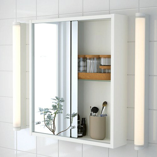 IKEA イケア ミラーキャビネット ホワイト 50x60cm m00512307 NYSJON ニショーン 洗面鏡 鏡収納 壁掛け家具 北欧 おしゃれ