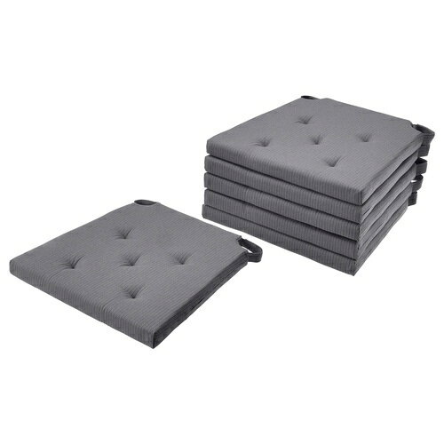 IKEA (イケア)のIKEA イケア チェアパッド グレー 6ピース 42/35x 40x4cm m09503233 JUSTINA ユスティーナ 座布団 クッション 椅子用パッド おしゃれ 北欧(子供用インテリア)