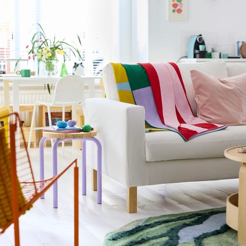 IKEA イケア 毛布 模様入り/マルチカラー 130x170cm m40602004 GREJSIMOJS グレイシモイス