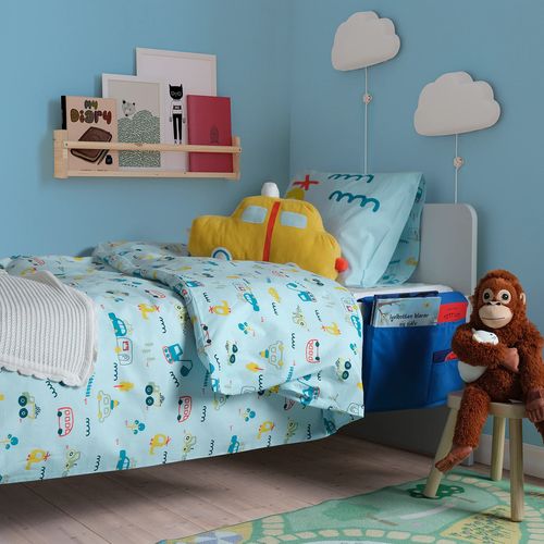 IKEA イケア 掛け布団カバー&枕カバー ブルー/乗り物柄 シングル 150x200/50x60cm m20622705 BARNDROM バーンドローム [3]