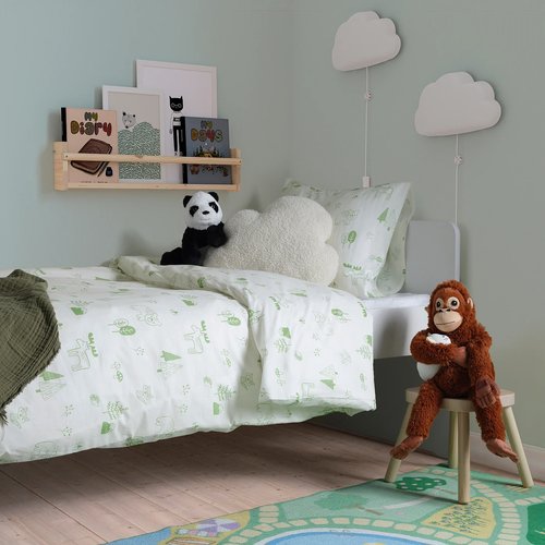 IKEA イケア 掛け布団カバー&枕カバー ホワイト グリーン/森 シングル 150x200/50x60cm m60629903 BARNDROM バーンドローム [3]