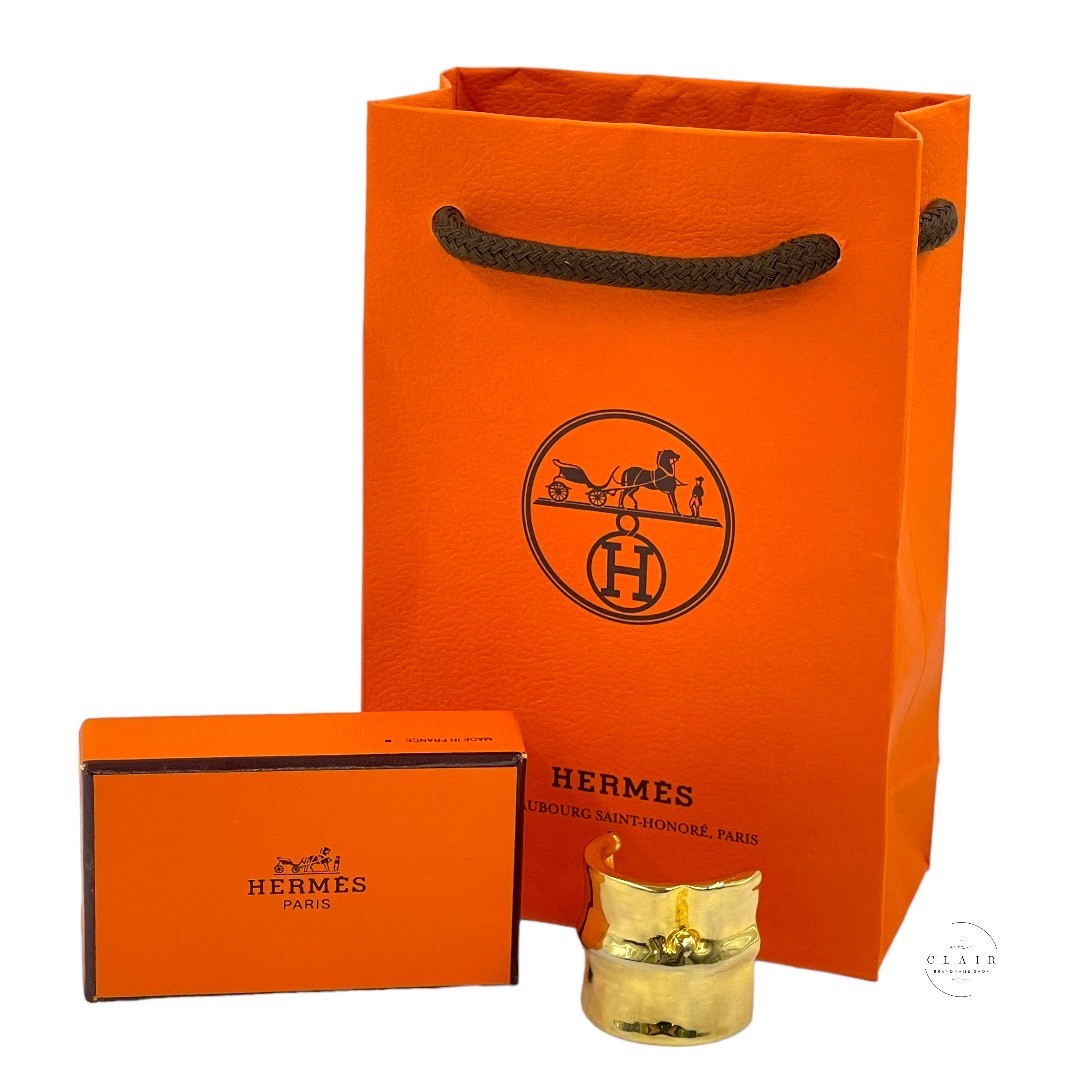 【中古】HERMES エルメス バンブー スカーフ リング レディース ゴールド GOLD アクセサ ...