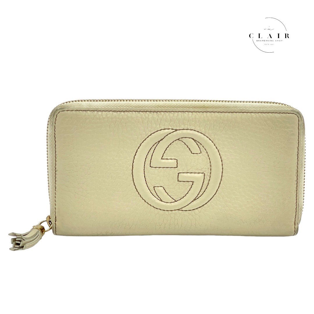 【中古】グッチ GUCCI 長財布 レディース ラウンドファスナー 財布 SOHO ソーホー インターロッキング 308004 ベージュ 小物 ブランド 中古