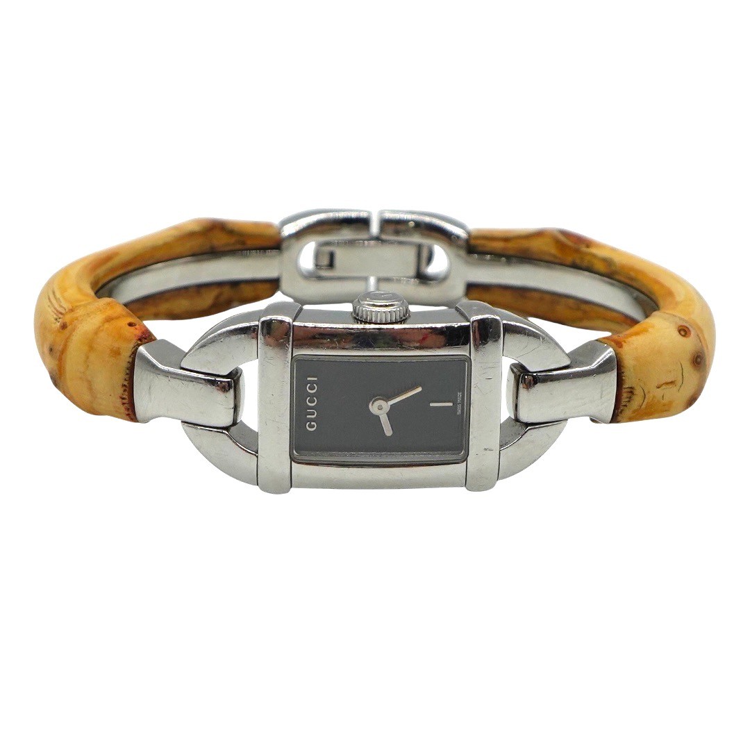 【中古】グッチ 腕時計 6800L ステンレススチール×バンブー クオーツ アナログ表示 文字盤 レディース GUCCI