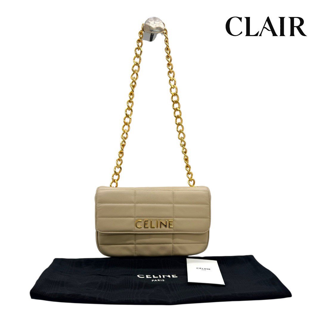【未使用保管品】セリーヌ レザー ショルダーバッグ ハンドバッグ ベージュ レディース 111273EPZ CELINE