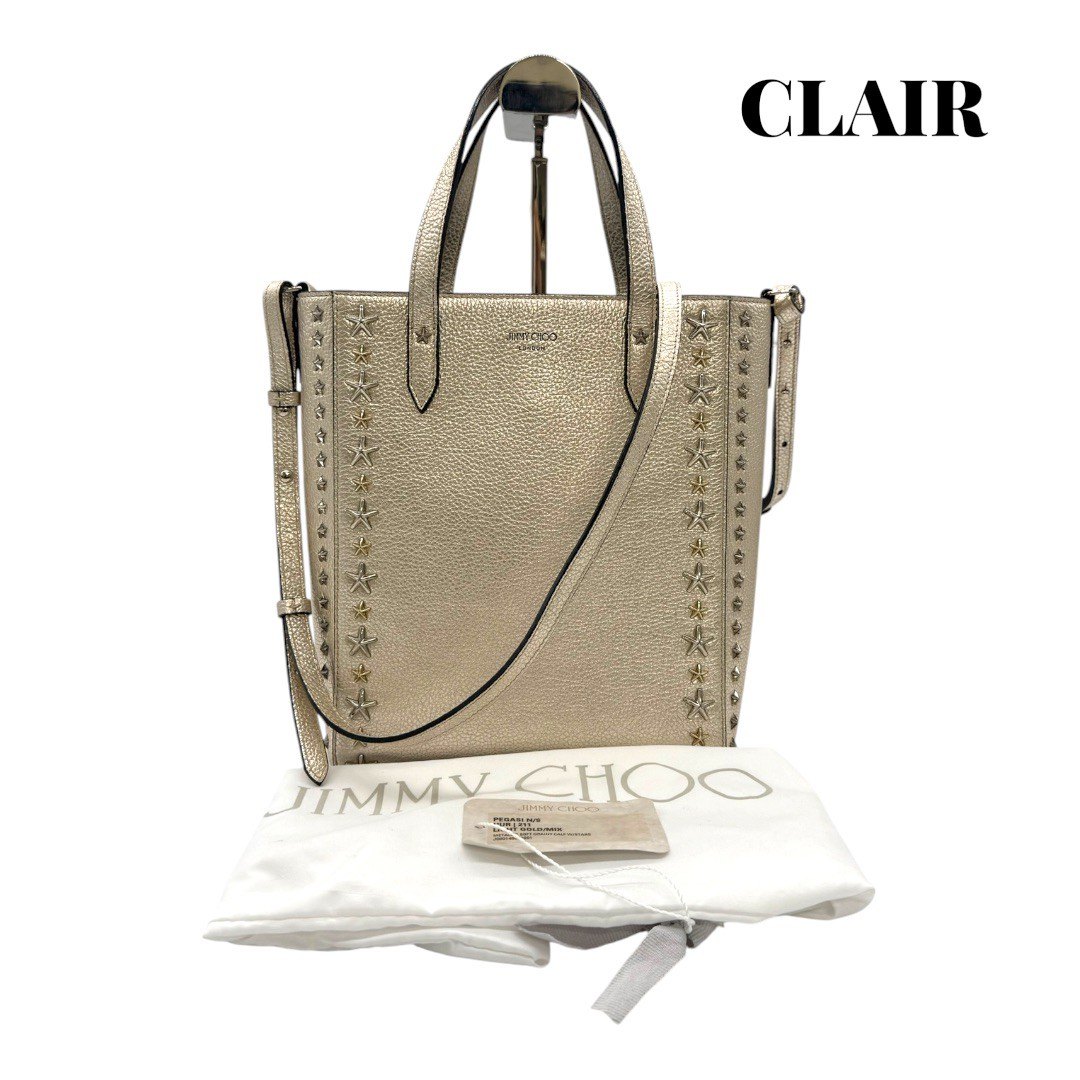 【美品】ジミーチュウ JIMMY CHOO スタースタッズ ペガシ トートバッグ 2WAYバック