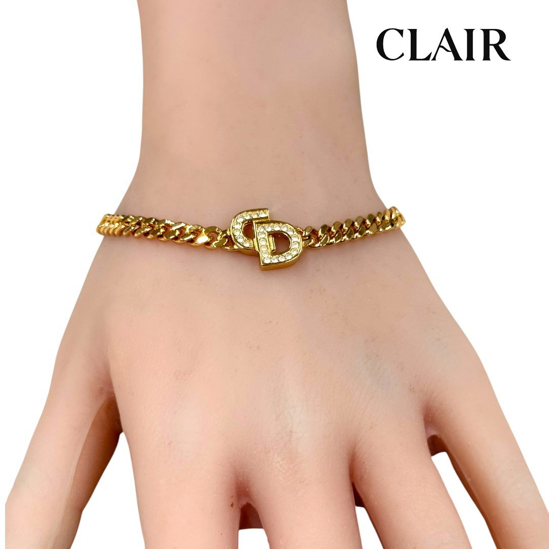 Rakuten - 【新古品】ディオール ブレスレット CDロゴ ゴールド ラインストーン レディース Christian Dior