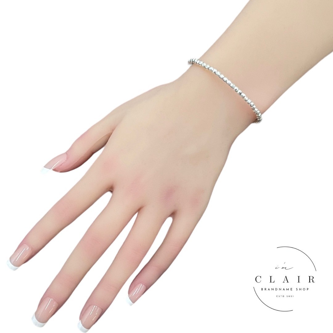 新品 海外買付 ハンドメイド シルバーカットボールチェーン ブレスレット 15cm 幅3mm 4g 925刻印あり スターリングシルバー925 銀