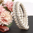 ブレスレット レディース 3連 パール バングル 結婚式 アクセサリー パーティーブレスレット お呼ばれ 謝恩会 発表会 同窓会 二次会 演奏会パーティードレス...