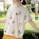 【楽天1位/再入荷/メール便OK】 菜園ガーデン刺繍ブラウス 6色 M-LL 夏 涼しい 洗える リネン 麻 レディースファッション トップス ブラウス チュニック 無地 おうちコーデ きれいめ 刺繍 野菜 ボタニカル刺繍 メt 6002※