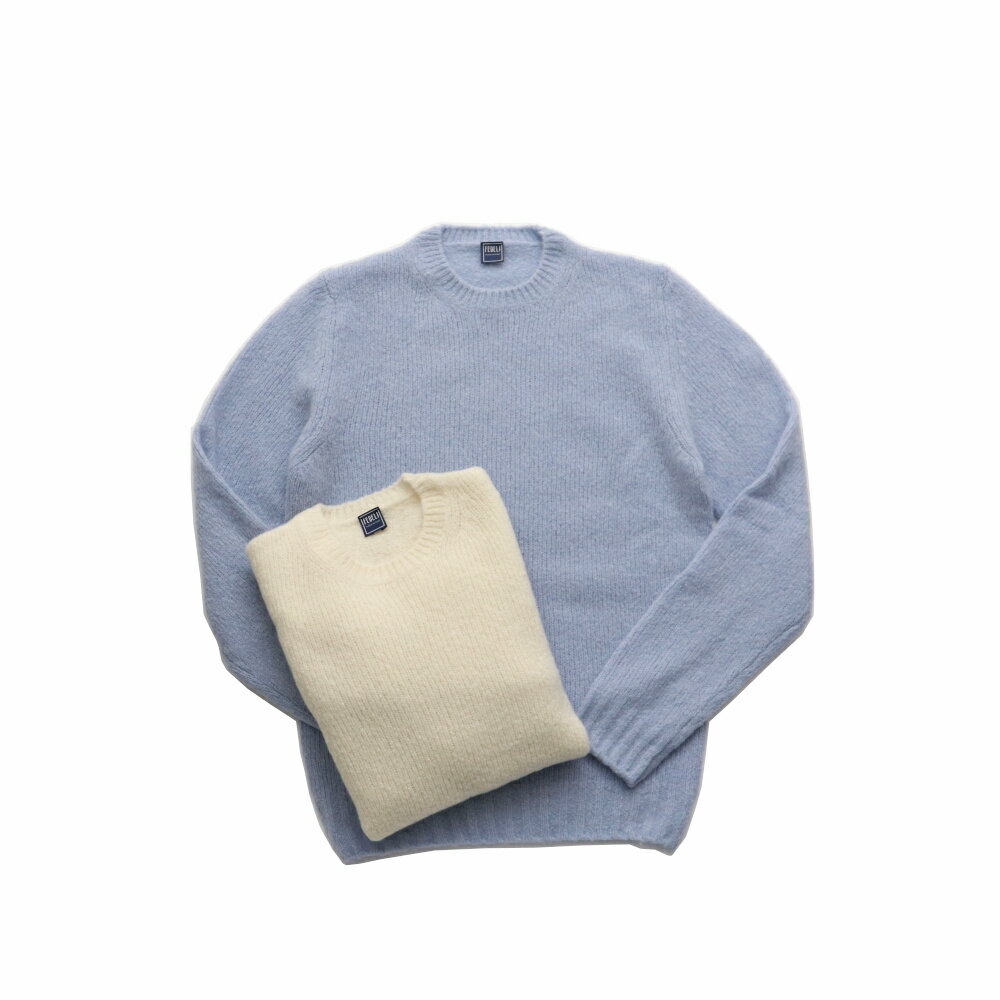 【SUPER SALE50】FEDELI / フェデリ エコカシミヤ ウールナイロン ブークレ クルーネック ニット ECO CH LANA