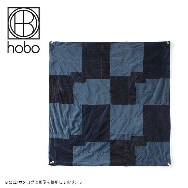 Cotton Blankets - 【9日20:00〜16日1:59 限定クーポン配布中】★hobo ホーボー DAY BLANKET L UPCYCLED CORDUROY Navy デイブランケットエルアップサイクルコーデュロイ HB-A3514 【 膝掛け アウトドア パッチワーク 】