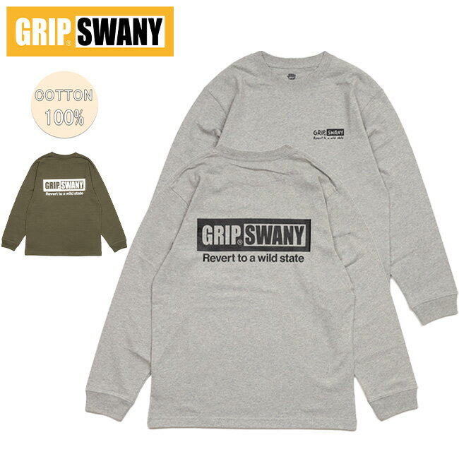 グリップスワニー アウトドア トップス メンズ ★GRIP SWANY グリップスワニー BOX LOGO LONG SLEEVE TEE ボックスロゴロングスリーブティー GSC-77 【 Tシャツ 長袖 ロンT バックプリント トップス アウトドア 】【メール便・代引不可】