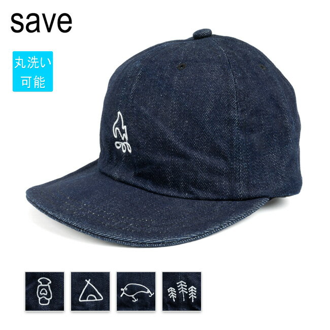 樂天商城 - ★save セーブ Embroidery Cap エンブロイダリーキャップ Denim S-01 【 帽子 刺繍 洗濯機可 アウトドア 】【メール便・代引不可】