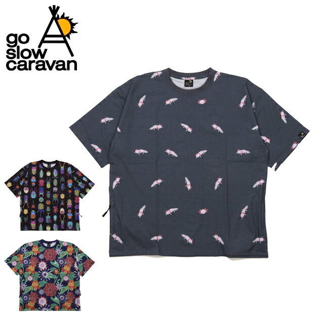 Rakuten - 【6/4 20:00〜6/11 1:59限定クーポン配布中】★go slow caravan ゴースローキャラバン ストレッチサッカー総柄プリント半袖TEE 346124 【 トップス 半袖 Tシャツ アウトドア キャンプ 】【メール便・代引不可】