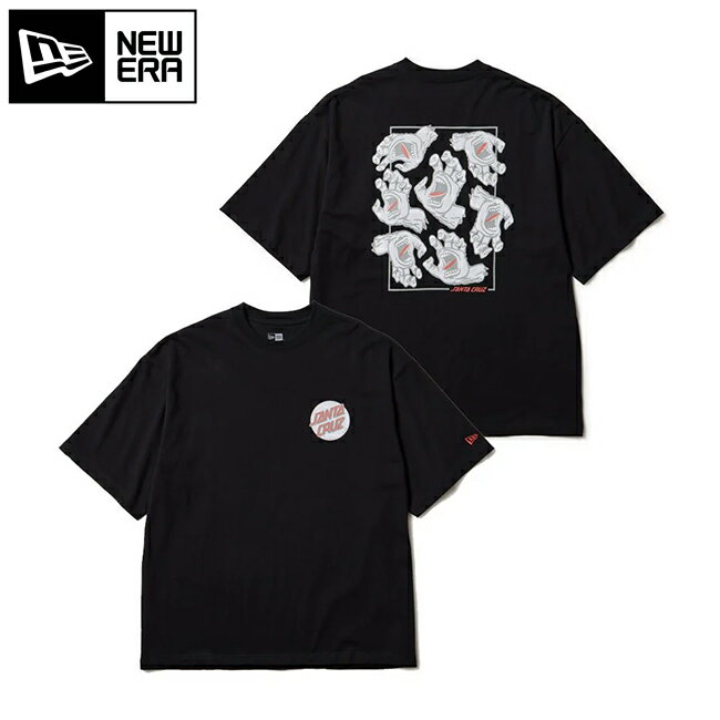 ★NEWERA ニューエラ 半袖 オーバーサイズド コットン Tシャツ SANTA CRUZ スクリーミングハンド ブラック 14384106 【 コラボ サンタクルーズ トップス 綿 キャンプ アウトドア 】【メール便・代引不可】