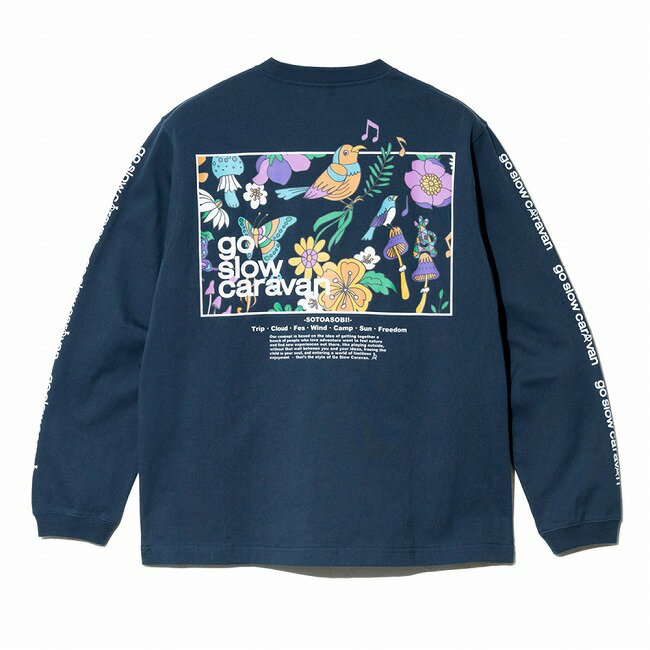 ★go slow caravan ゴースローキャラバン USA/CスクエアLOGOバックプリントロングスリーブTEE 361901 【 Tシャツ 綿 コットン 長袖 トップス ロンT アウトドア 】【メール便・代引不可】