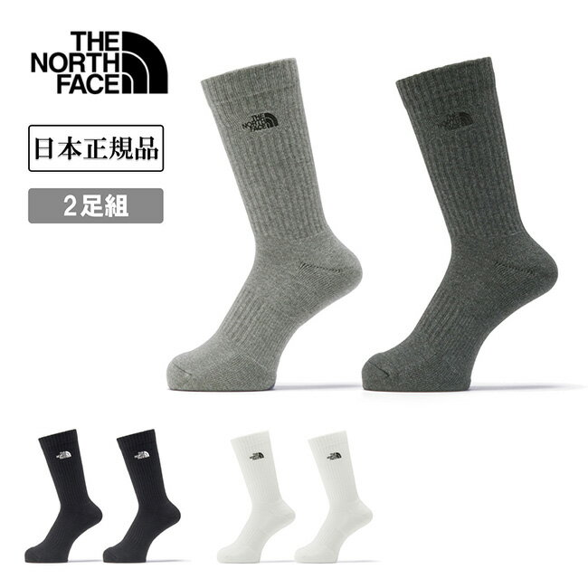 樂天商城 - 【6/4 20:00〜6/11 1:59限定クーポン配布中】★THE NORTH FACE ザ・ノース・フェイス TNFロゴ2Pクルー NN82610【 靴下 ソックス 抗菌 防臭 オーガニックコットン デイリーユース 日本正規品 】【メール便・代引不可】