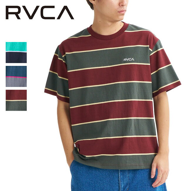 Rakuten - ★RVCA ルーカ 16/2 Stripe SS 16/2ストライプショートスリーブTシャツ BG041212 【 トップス 半袖 クルーネック 刺繍 コットン 綿 キャンプ アウトドア 】【メール便・代引不可】