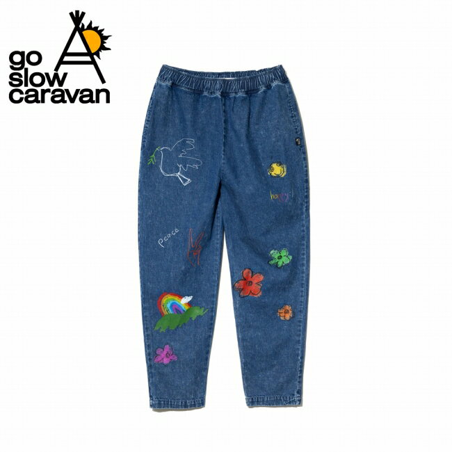 Rakuten - ★go slow caravan ゴースローキャラバン 落書きプリントイージーパンツ 366117 【 ボトムス ロングパンツ テーパード 綿 コットン デイリーユース キャンプ アウトドア 】