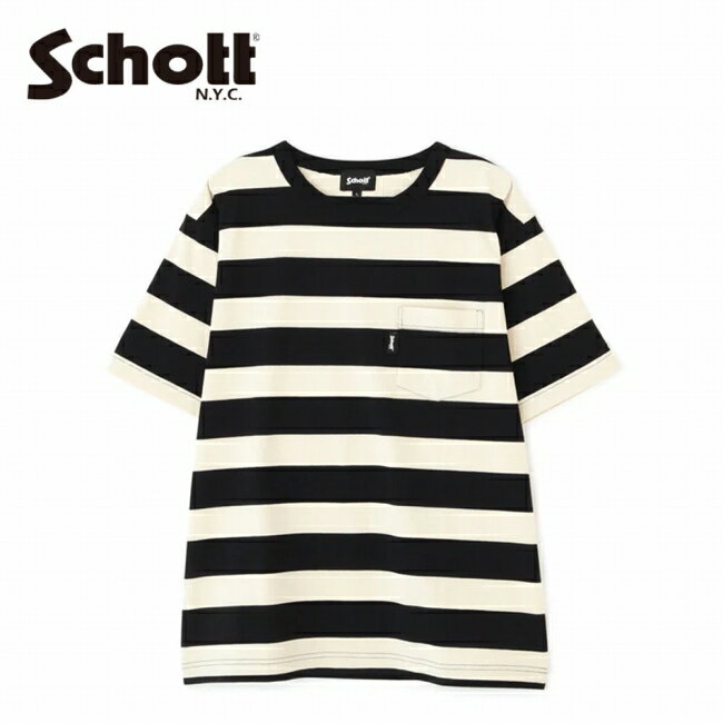 樂天商城 - ★schott ショット WIDE BORDER POCKET T-SHIRT ワイドボーダーポケットTシャツ 782-5934006 【 トップス ショートスリーブ 半袖 コットン 綿 キャンプ アウトドア 】
